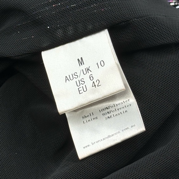 🆕 BRONX & BANCO 🧿NWT Belle One Shoulder Dress, Black Glitter Velvet, Sz M US 6 - Picture 15 of 17